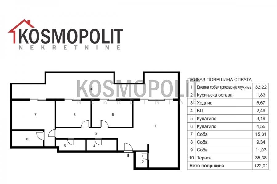Prodaja, Pančevo  - Centar  -  122m2 - troiposoban